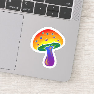 Pegatina Patrón de hongo del orgullo arcoiris LGBTQIA