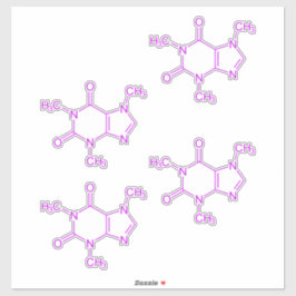 Pegatina Patrón de Molécula de cafeína púrpura