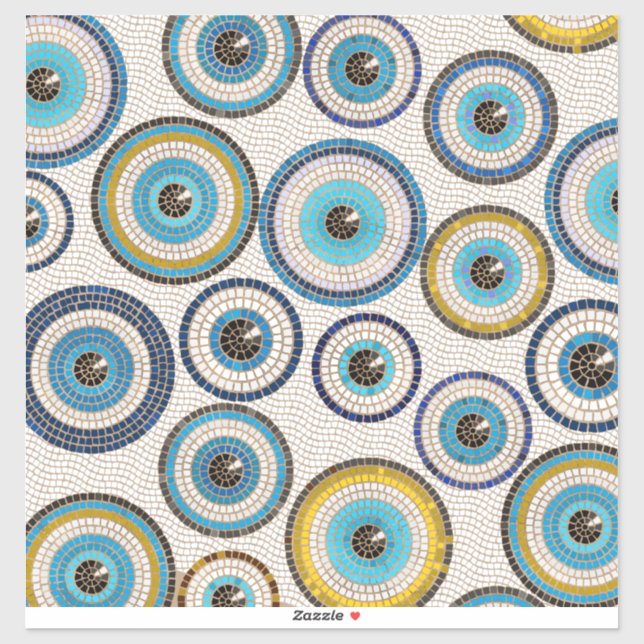 Pegatina Patrón de mosaico de ojos malvados (Hoja)