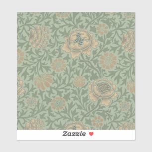 Pegatina Patrón floral de William Morris Grafton en verde s