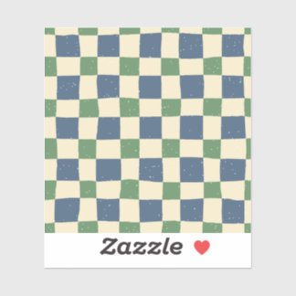 Pegatina Patrón moderno Retro gingham Blue Pink Scrapbook