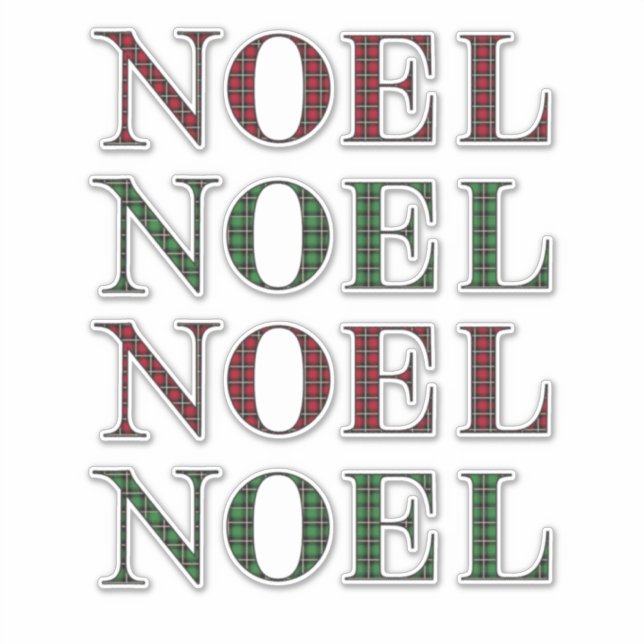 Pegatina Patrón rojo y verde de papel Noel (Anverso)