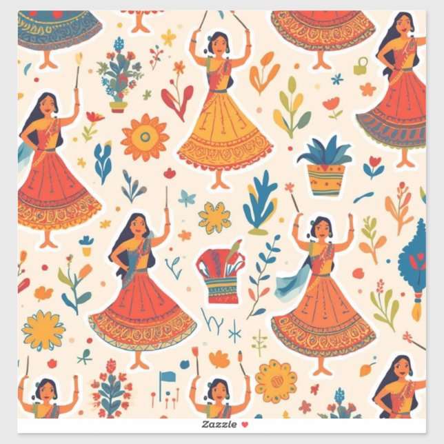 Pegatina Patrón sin foco en las noches de Dandiya - Festiva (Hoja)