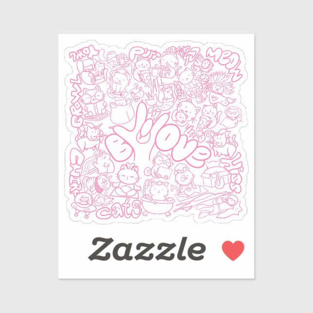 Pegatina Patten de gato con signo ASL ILY - Diseño ASL (Hoja)