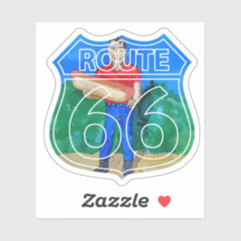 Pegatina Paul Bunyon Perro caliente en la ruta 66