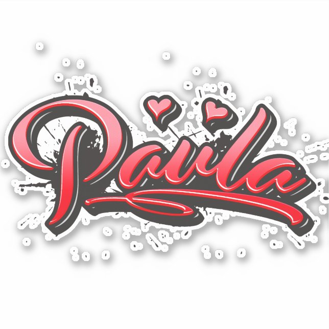Pegatina Paula red Heart Graffiti Aufkleber Sticker (Anverso)