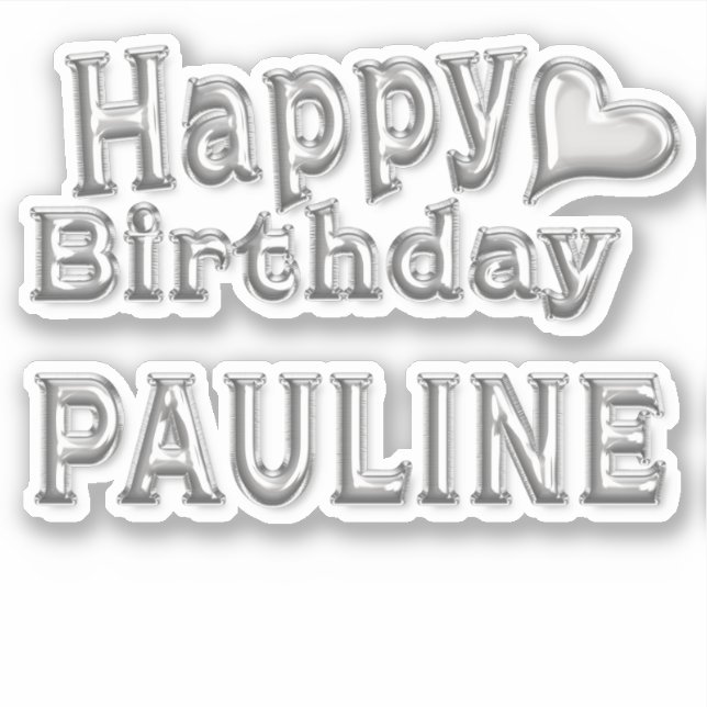 Pegatina Pauline Happy Birthday silver Aufkleber Sticker (Anverso)