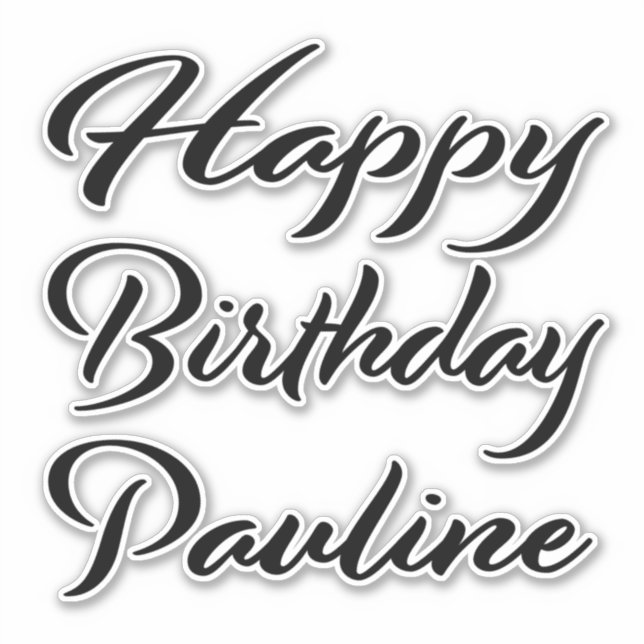 Pegatina Pauline Name Vorname black Sticker Geburtstag (Anverso)