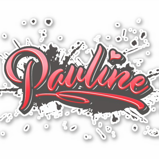 Pegatina Pauline red Heart Graffiti Aufkleber Sticker (Anverso)