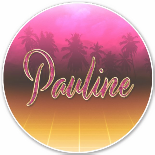 Pegatina Pauline Vorname Name golden pink Aufkleber Sticker (Anverso)