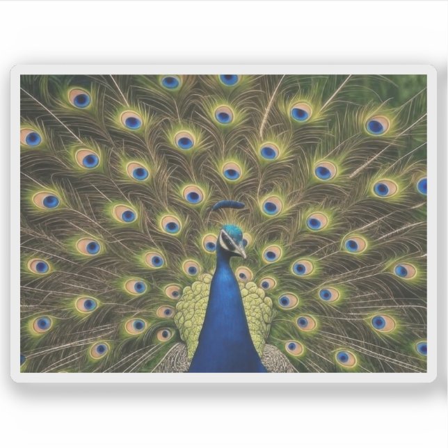 Pegatina Pavo Real Azul (Anverso)