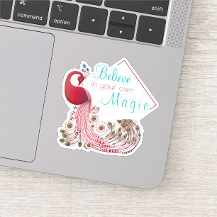 Pegatina Pavo real hermoso de la cita inspiradora