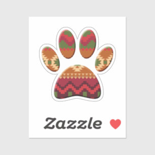 Pegatina Paw de perro de patrón azteca