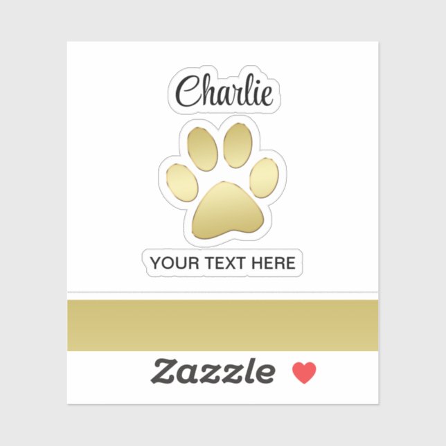 Pegatina Paw dorada de perro brillante sobre fondo negro (Hoja)