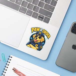 Pegatina Paw & Order Perro Policía PNG, Sublimación Diverti