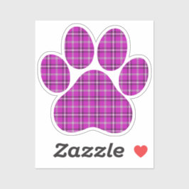 Pegatina Paw Shape Plaid Pink Purple Cat Dog