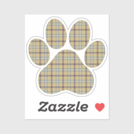 Pegatina Paw Shape Plaid Tan Dog Cat