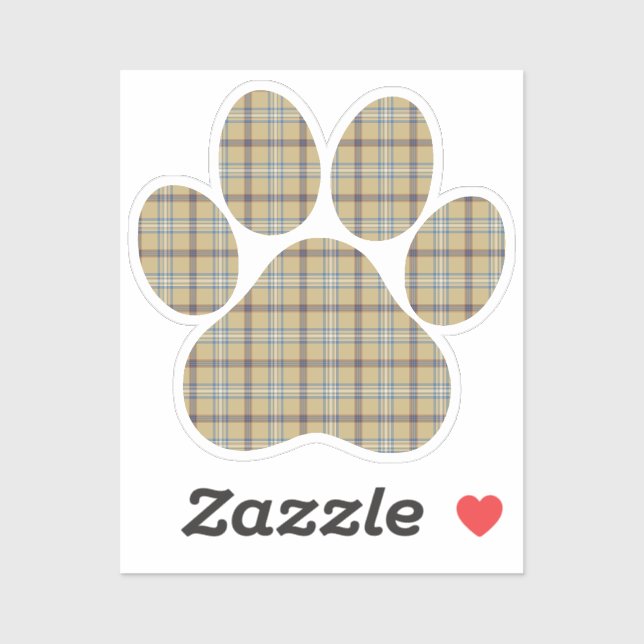 Pegatina Paw Shape Plaid Tan Dog Cat (Hoja)