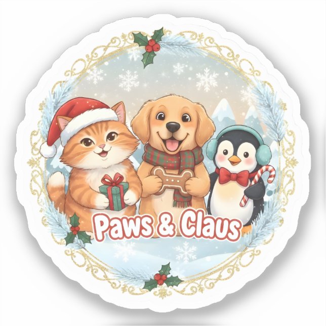 Pegatina Paws & Claus (Anverso)