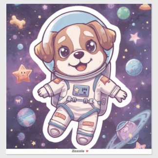 Pegatina Paws interestelares - Perro espacial en aventura