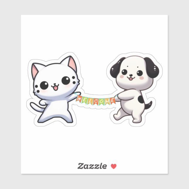 Pegatina Paws & Pals: Una bienvenida alegre (Hoja)