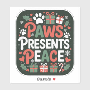 Pegatina Paws Presents Peace - Insignia Navideña para Perro