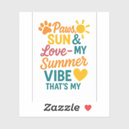 Pegatina Paws, Sun & Love – Summer Vibes for Pet Lovers