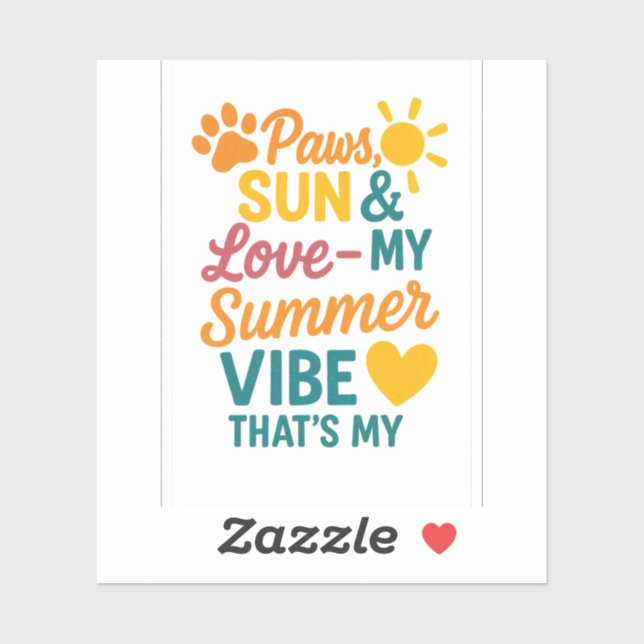 Pegatina Paws, Sun & Love – Summer Vibes for Pet Lovers (Hoja)