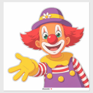 Pegatina Payaso Alegre Con Sombrero Púrpura