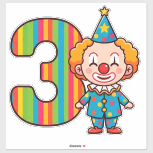 Pegatina Payaso Colorido Con Número de Arcoíris