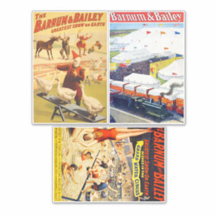 Pegatina Payaso de circo vintage, collage de arte de Acroba