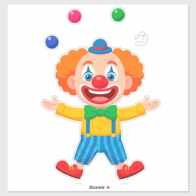 Pegatina Payaso Juguetón Saltando Con Bolas Brillantes (Hoja)