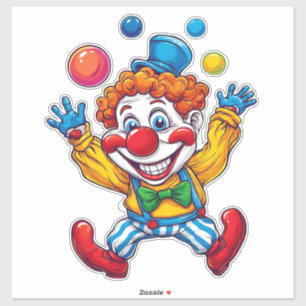 Pegatina Payaso Juguetón Saltando Con Bolas Brillantes
