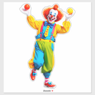 Pegatina Payaso Juguetón Saltando Con Bolas Brillantes