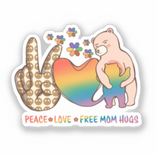 Pegatina Paz, amor, abrazos libres de mamá - Diseño del Org