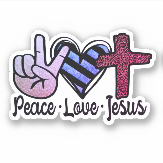 Pegatina Paz amor Jesús (Anverso)