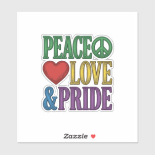 Pegatina Paz Amor Orgullo Grabado Vintage Diseño Vectorial_