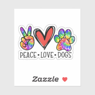Pegatina Paz Amor Perros Paws Tie Dye Rescate Animal Arcoir