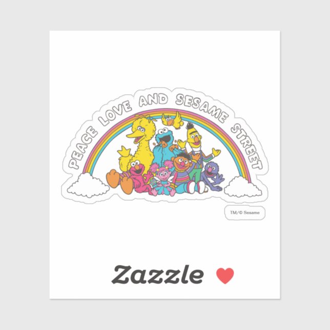 Pegatina Paz, amor y Plaza Sésamo (Hoja)