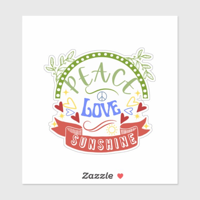 Pegatina Paz, Amor y Sunshine (Hoja)