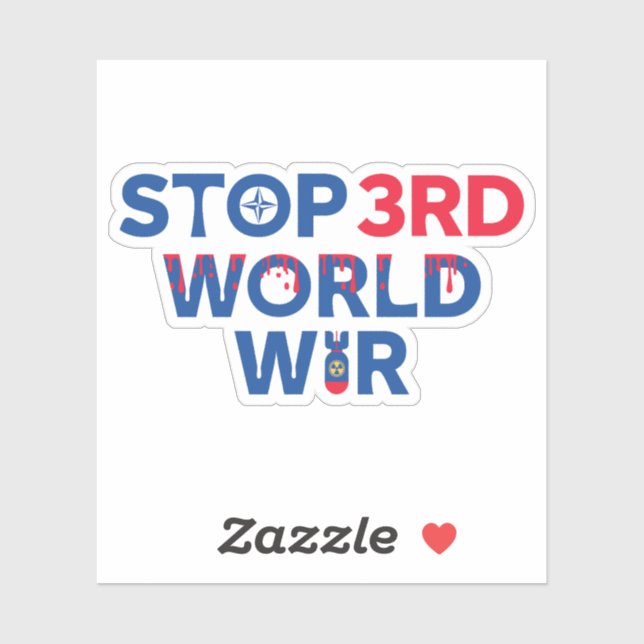 Pegatina Paz para prevenir la Tercera Guerra Mundial (Hoja)