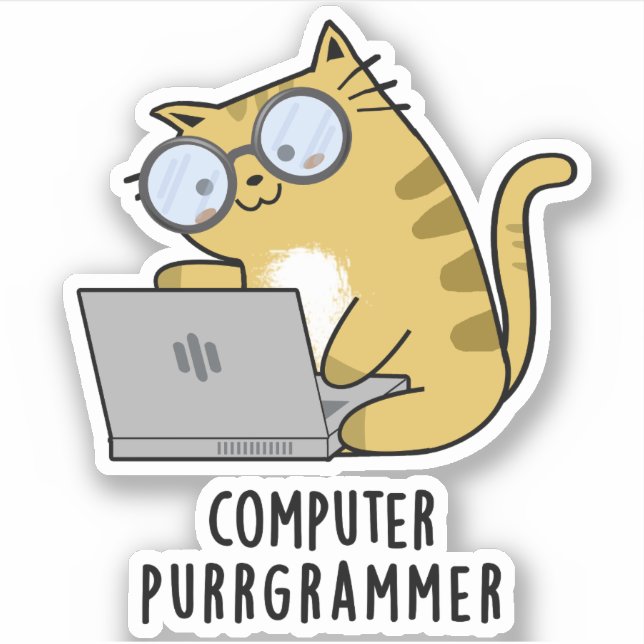 Pegatina PC Purr-grammer Funny Cat Pun (Anverso)
