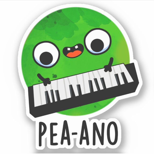 Pegatina Pea-ano Funny Music Veggie Pea Pun (Anverso)