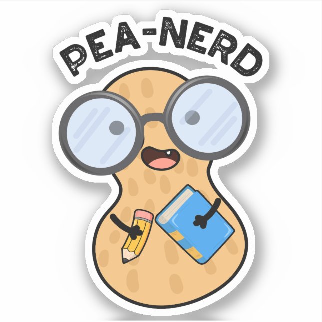 Pegatina Pea-nerd Funny Nerd Peanut Pun (Anverso)