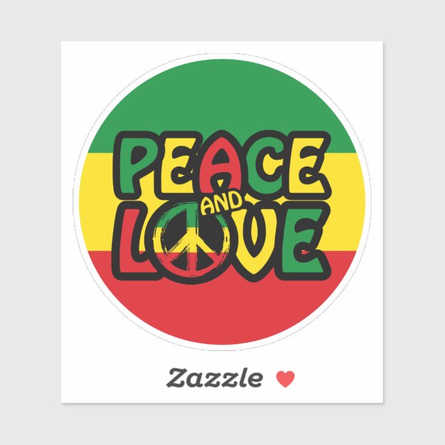 Pegatina PEACE and LOVE, reggae style (Hoja)