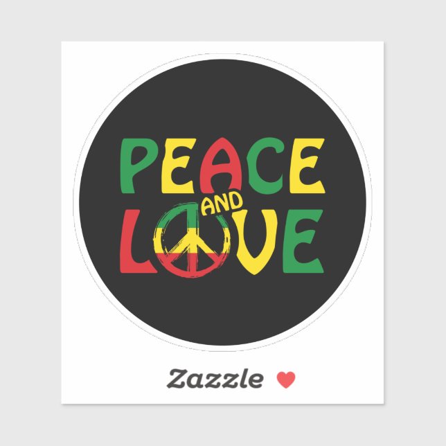 Pegatina PEACE and LOVE, reggae style (Hoja)
