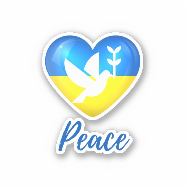 Pegatina Peace Dove Ukraine Bandera Heart Vinyl (Anverso)