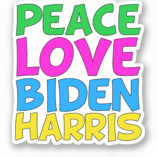 Pegatina Peace Love Biden Harris (Anverso)