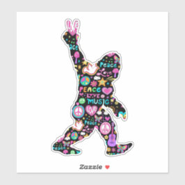 Pegatina Peace Love Bigfoot Hippie Funny Bigfoot Lover