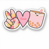 Peace Love Boba Bubble Tea Cute Nombre personaliza